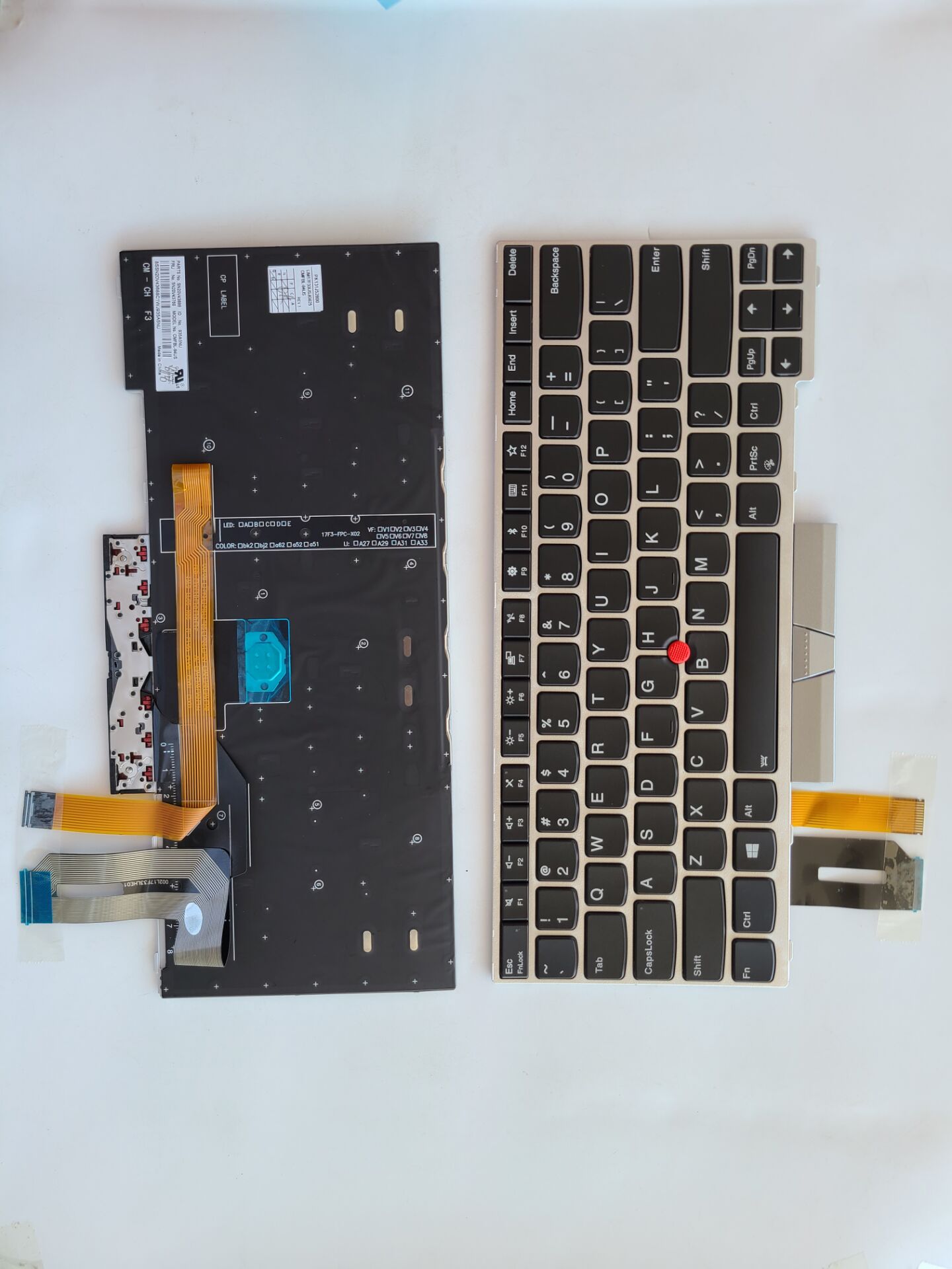 Picture of New Replacement Laptop Keyboard For IBM E480/T490/E490/T480S/L480/L380/R480/L390/E495 SILVER FRAME BLACK With Point Backlit (OEM) US Layout